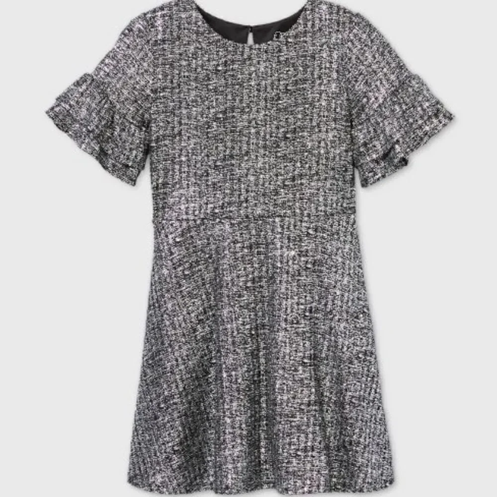 Art Class Girls Foil Rib Knit Short Sleeve Dress